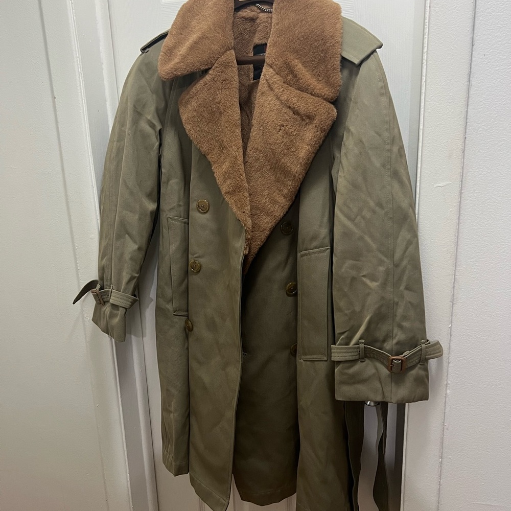 Vtg Invertere Coat Mens Sz 44 medium Olive green trench  Over Alpaca